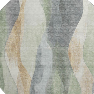 HomeRoots 8' X 10' Artichoke Green Abstract Area Rug – Washable, UV Protected, Stain-Resistant for Busy Homes! 710254