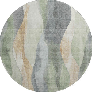 HomeRoots 8' X 10' Artichoke Green Abstract Area Rug – Washable, UV Protected, Stain-Resistant for Busy Homes! 710254