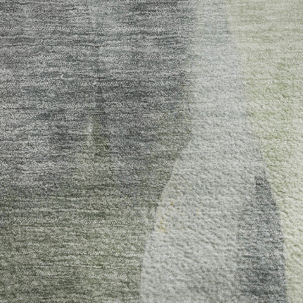 HomeRoots 9' X 12' Artichoke Green Abstract Area Rug - Durable, Washable, UV Protected for Modern Homes 710255