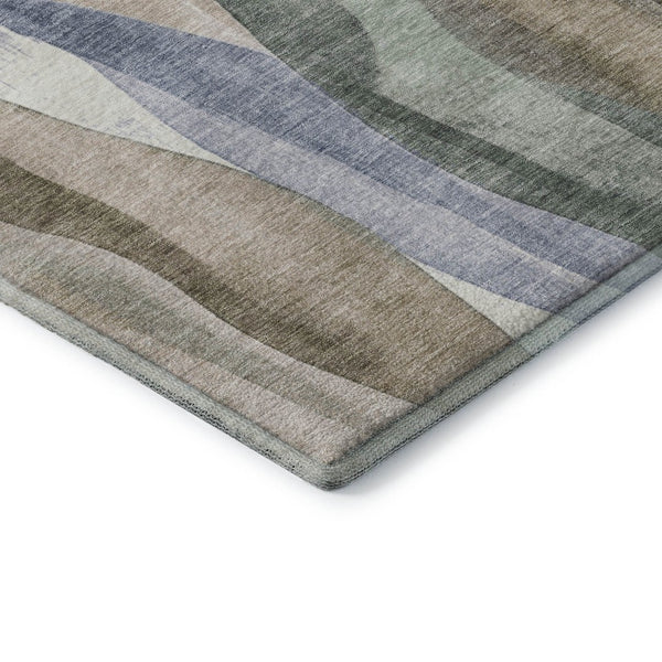 HomeRoots 8' Round Washable Abstract Rug in Beige, Blue & Ivory - UV Protected, Durable, and Easy Care! 710259