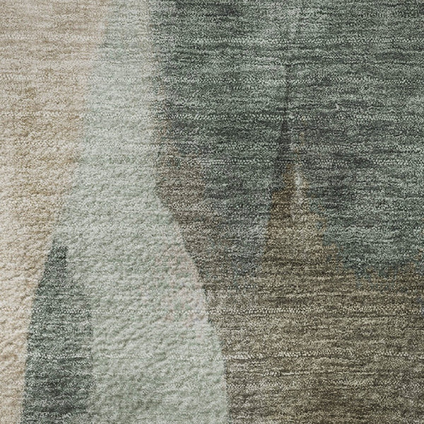 HomeRoots 8' X 10' Abstract Washable Area Rug in Beige, Blue & Ivory - UV Protected, Stain Resistant, Durable Design 710260