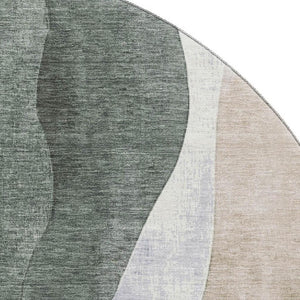 HomeRoots 8' X 10' Abstract Washable Area Rug in Beige, Blue & Ivory - UV Protected, Stain Resistant, Durable Design 710260