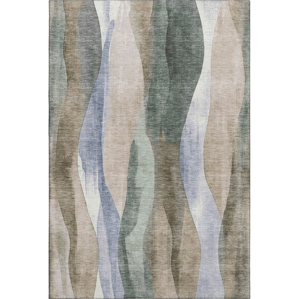 HomeRoots 10' X 14' Abstract Washable Area Rug in Beige, Blue & Ivory - UV Protected, Durable & Stylish! 710262