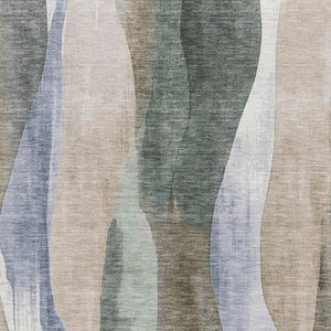HomeRoots 10' X 14' Abstract Washable Area Rug in Beige, Blue & Ivory - UV Protected, Durable & Stylish! 710262