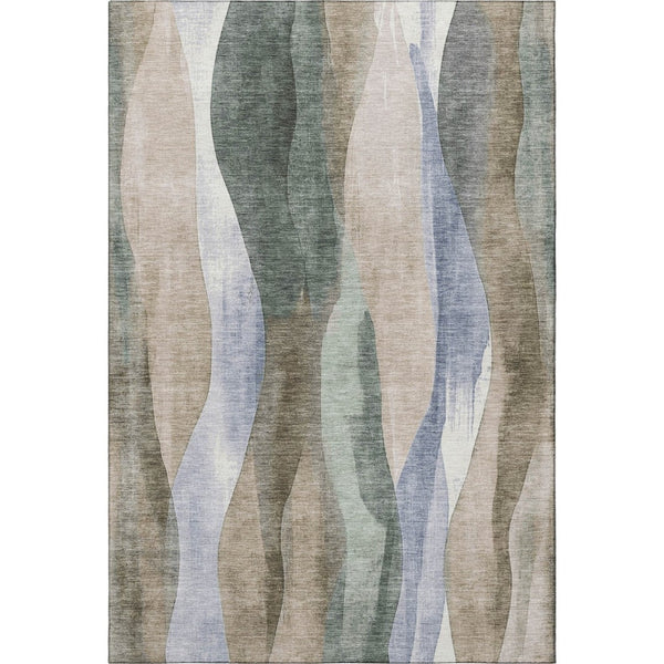 HomeRoots 10' X 14' Abstract Washable Area Rug in Beige, Blue & Ivory - UV Protected, Durable & Stylish! 710262