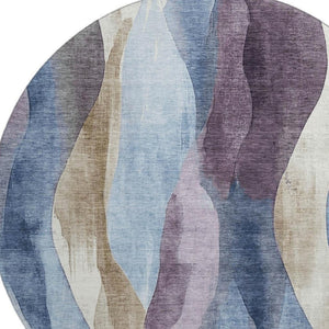 HomeRoots 8' X 10' Washable Area Rug in Denim Blue, Purple, and Beige – UV Protected, Durable & Stylish Design 710266