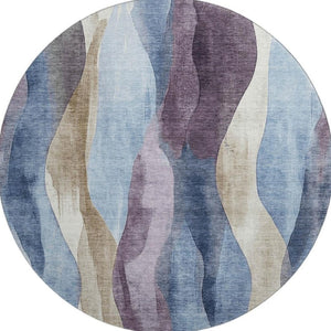 HomeRoots 8' X 10' Washable Area Rug in Denim Blue, Purple, and Beige – UV Protected, Durable & Stylish Design 710266
