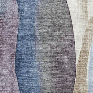 HomeRoots 9' X 12' Abstract Denim Blue, Purple & Beige Area Rug - Washable, UV Protected & Stain-Resistant! 710267