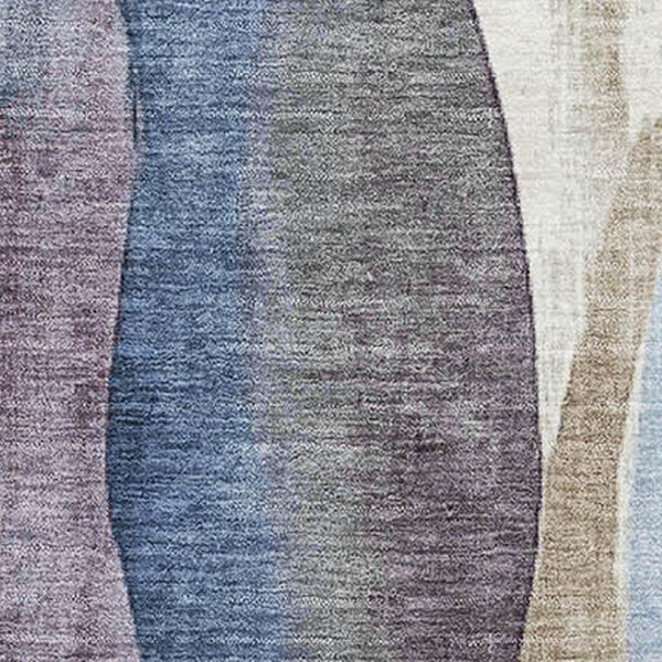 HomeRoots 9' X 12' Abstract Denim Blue, Purple & Beige Area Rug - Washable, UV Protected & Stain-Resistant! 710267