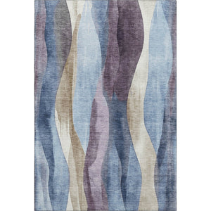 HomeRoots 10' X 14' Stylish Abstract Area Rug in Denim Blue, Purple & Beige - Washable, UV-Protected & Durable 710268