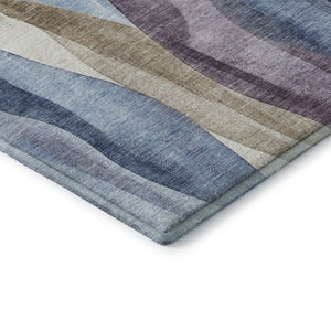HomeRoots 10' X 14' Stylish Abstract Area Rug in Denim Blue, Purple & Beige - Washable, UV-Protected & Durable 710268
