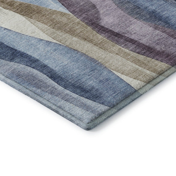 HomeRoots 10' X 14' Stylish Abstract Area Rug in Denim Blue, Purple & Beige - Washable, UV-Protected & Durable 710268