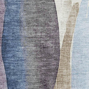 HomeRoots 10' X 14' Stylish Abstract Area Rug in Denim Blue, Purple & Beige - Washable, UV-Protected & Durable 710268