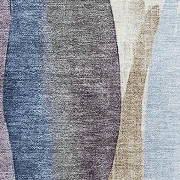 HomeRoots 10' X 14' Stylish Abstract Area Rug in Denim Blue, Purple & Beige - Washable, UV-Protected & Durable 710268