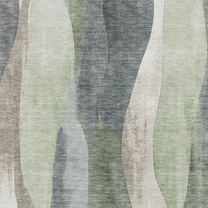 HomeRoots 5' X 8' Stylish Fern Green and Beige Abstract Washable Area Rug with UV Protection for Busy Homes 710270