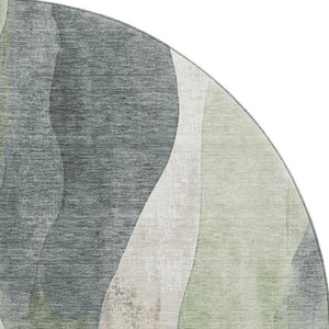 HomeRoots 8' X 10' Fern Green, Beige & Gray Abstract Washable Area Rug with UV Protection for Busy Homes 710272