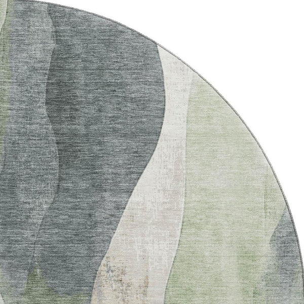 HomeRoots 8' X 10' Fern Green, Beige & Gray Abstract Washable Area Rug with UV Protection for Busy Homes 710272