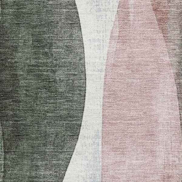 HomeRoots 5' X 8' Salmon Blue & Mauve Abstract Area Rug - Washable, UV Protected, Durable for Family Spaces 710276