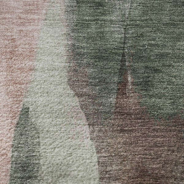 HomeRoots 8' X 10' Abstract Salmon Blue & Mauve Area Rug – Washable, UV Protected, Pet-Friendly Design! 710278