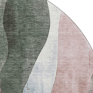 HomeRoots 8' X 10' Abstract Salmon Blue & Mauve Area Rug – Washable, UV Protected, Pet-Friendly Design! 710278