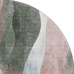 HomeRoots 8' X 10' Abstract Salmon Blue & Mauve Area Rug – Washable, UV Protected, Pet-Friendly Design! 710278