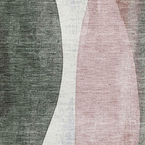 HomeRoots 9' X 12' Salmon Blue & Mauve Abstract Washable Area Rug – UV Protected, Stain Resistant, Durable Design 710279