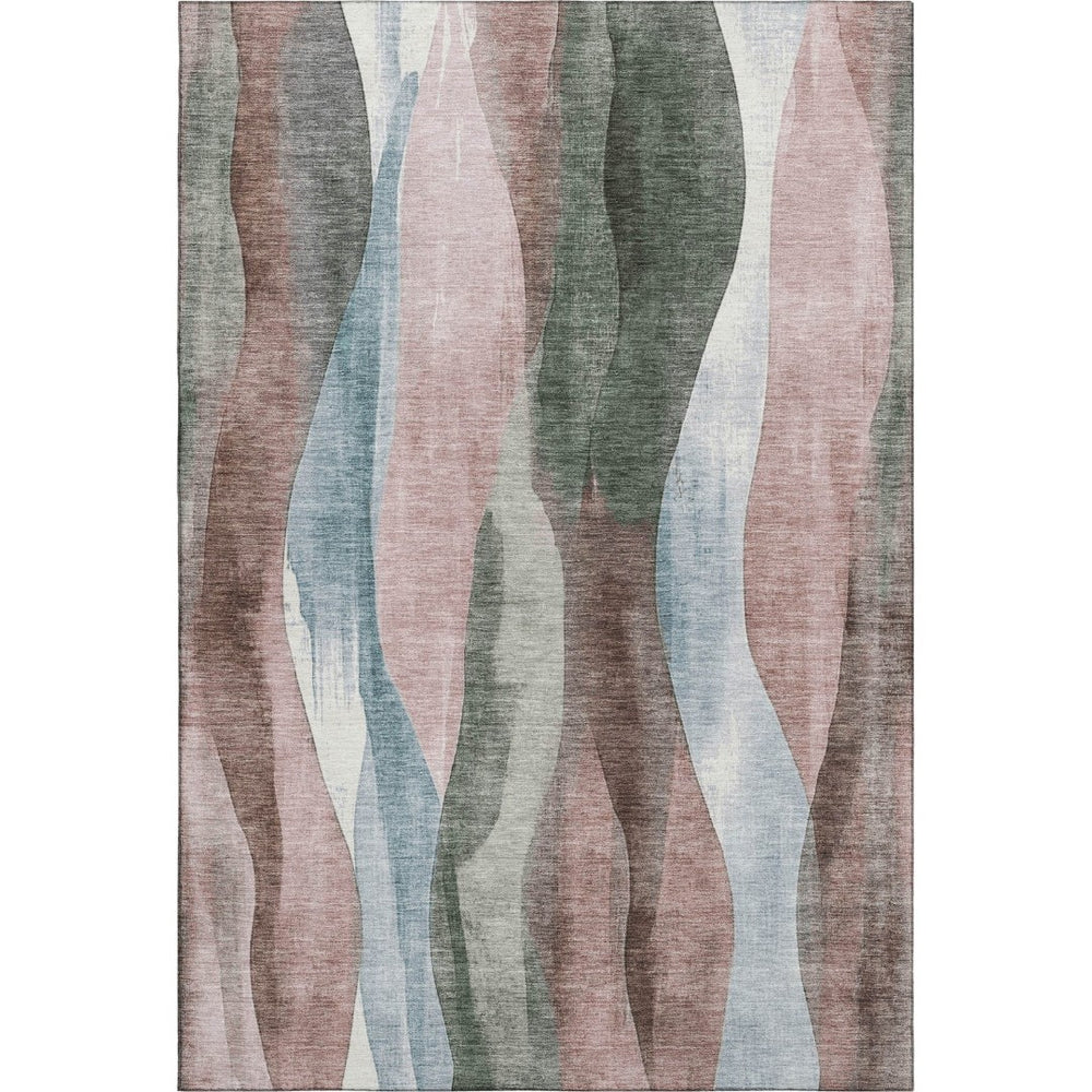 HomeRoots 10' Salmon Blue and Mauve Abstract Washable Area Rug - UV Protected, Durable, Ideal for Busy Homes 710280