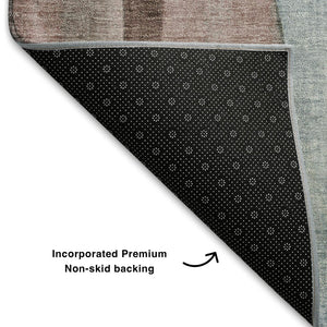HomeRoots 10' Salmon Blue and Mauve Abstract Washable Area Rug - UV Protected, Durable, Ideal for Busy Homes 710280