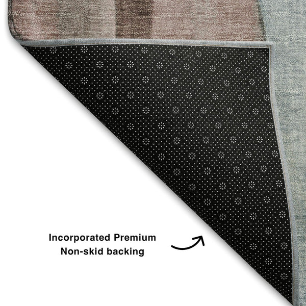 HomeRoots 10' Salmon Blue and Mauve Abstract Washable Area Rug - UV Protected, Durable, Ideal for Busy Homes 710280