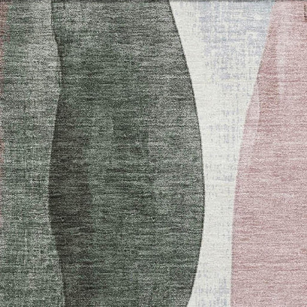 HomeRoots 10' Salmon Blue and Mauve Abstract Washable Area Rug - UV Protected, Durable, Ideal for Busy Homes 710280