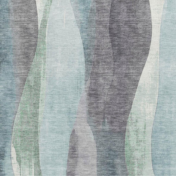 HomeRoots 5' X 8' Teal, Plum & Ivory Abstract Area Rug - Washable, UV Protected, Durable and Stylish Design 710282