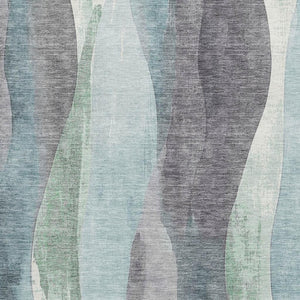 HomeRoots 8' Teal Plum and Ivory Abstract Washable Round Rug – Durable, UV-Protected, Stylish Floor Covering! 710283
