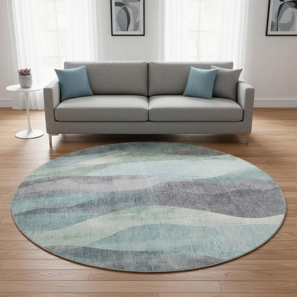 HomeRoots 8' X 10' Teal, Plum & Ivory Abstract Washable Area Rug – UV Protected, Stain-Resistant & Stylish! 710284