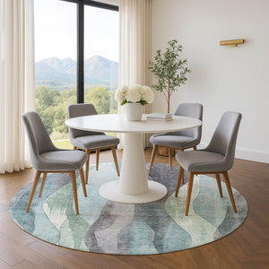 HomeRoots 8' X 10' Teal, Plum & Ivory Abstract Washable Area Rug – UV Protected, Stain-Resistant & Stylish! 710284