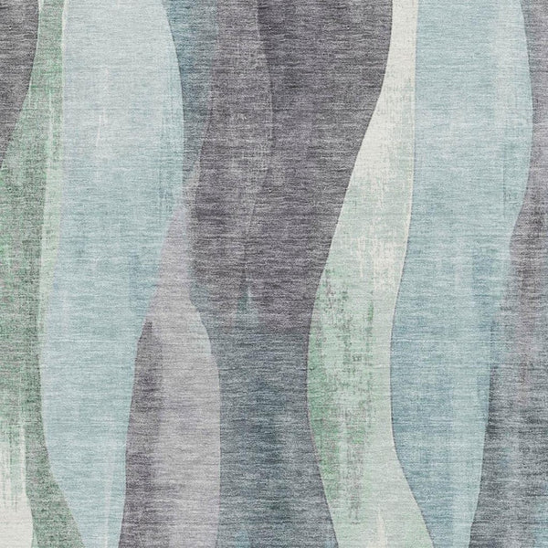 HomeRoots 9' X 12' Teal, Plum & Ivory Abstract Area Rug - Stain Resistant, UV Protected, Durable & Stylish 710285
