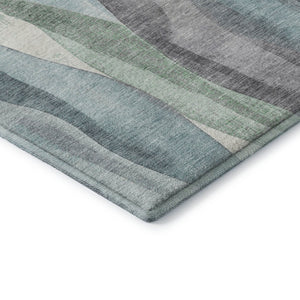 HomeRoots 10' X 14' Teal Plum Ivory Abstract Rug - Durable, Washable, UV-Protected for Modern Living Spaces 710286