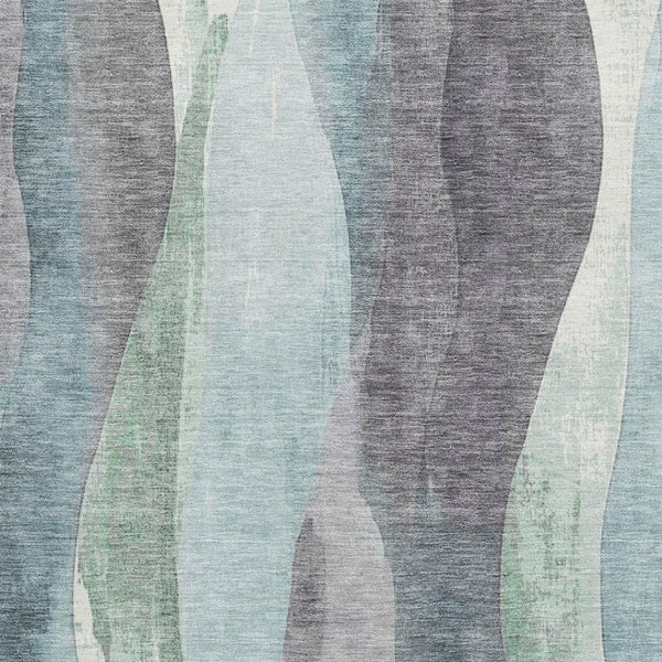 HomeRoots 10' X 14' Teal Plum Ivory Abstract Rug - Durable, Washable, UV-Protected for Modern Living Spaces 710286