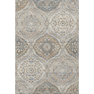 HomeRoots 8' Beige Ivory Blue Floral Washable Round Rug – Elegant, Durable, Pet-Friendly with UV Protection 710289