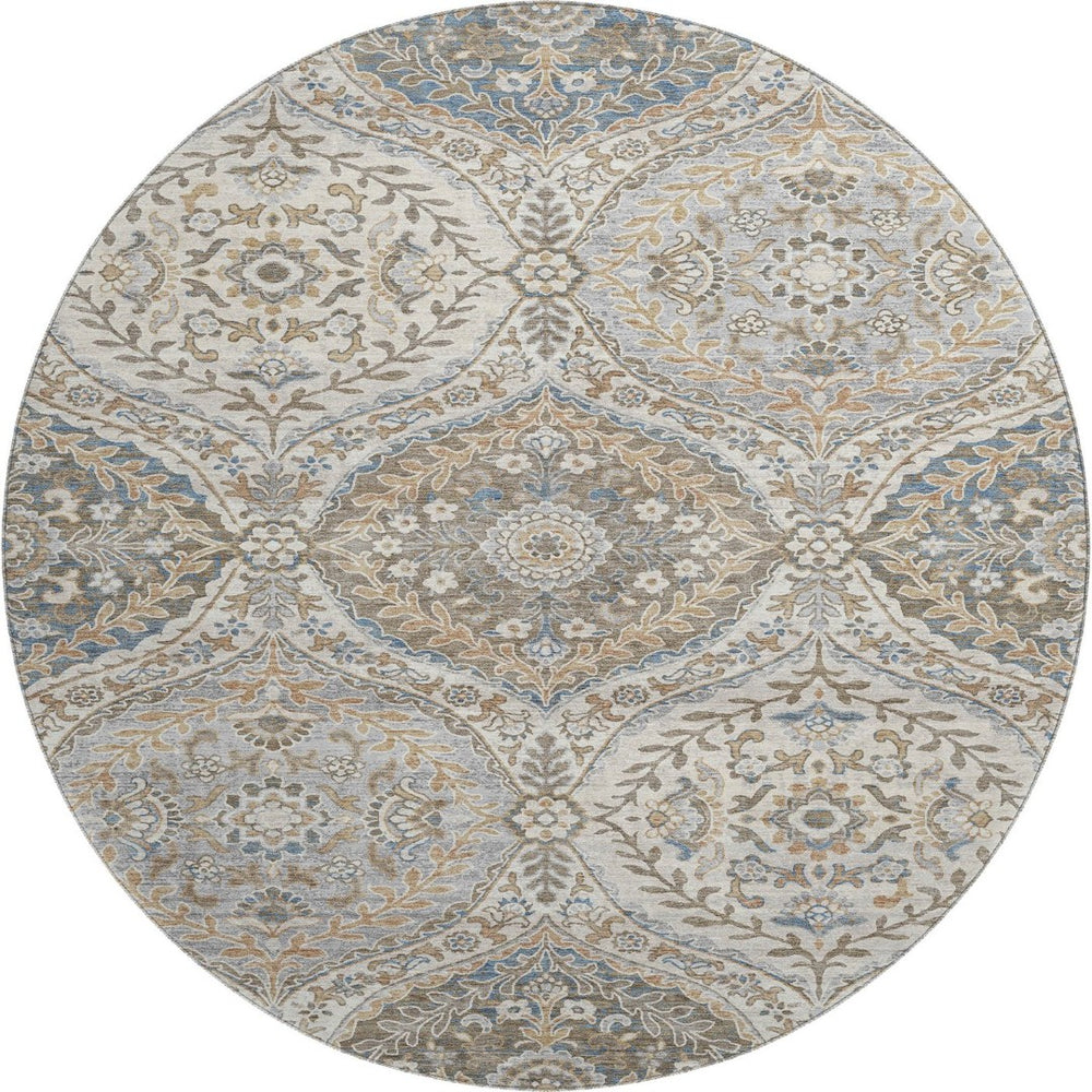 HomeRoots 8' X 10' Floral Area Rug in Beige, Ivory & Blue - Durable, Stain-Resistant, UV Protected & Non-Slip 710290