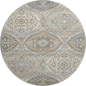 HomeRoots 8' X 10' Floral Area Rug in Beige, Ivory & Blue - Durable, Stain-Resistant, UV Protected & Non-Slip 710290