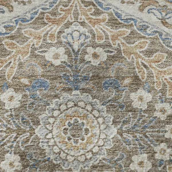 HomeRoots 8' X 10' Floral Area Rug in Beige, Ivory & Blue - Durable, Stain-Resistant, UV Protected & Non-Slip 710290