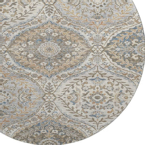 HomeRoots 8' X 10' Floral Area Rug in Beige, Ivory & Blue - Durable, Stain-Resistant, UV Protected & Non-Slip 710290