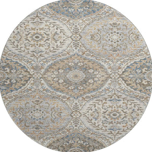 HomeRoots 8' X 10' Floral Area Rug in Beige, Ivory & Blue - Durable, Stain-Resistant, UV Protected & Non-Slip 710290