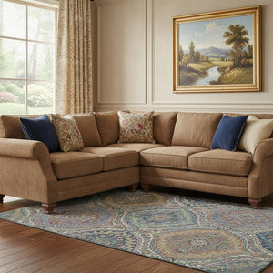 HomeRoots 9' X 12' Blue Copper & Fern Green Floral Washable Area Rug - Durable, Stylish & UV Protected! 710297