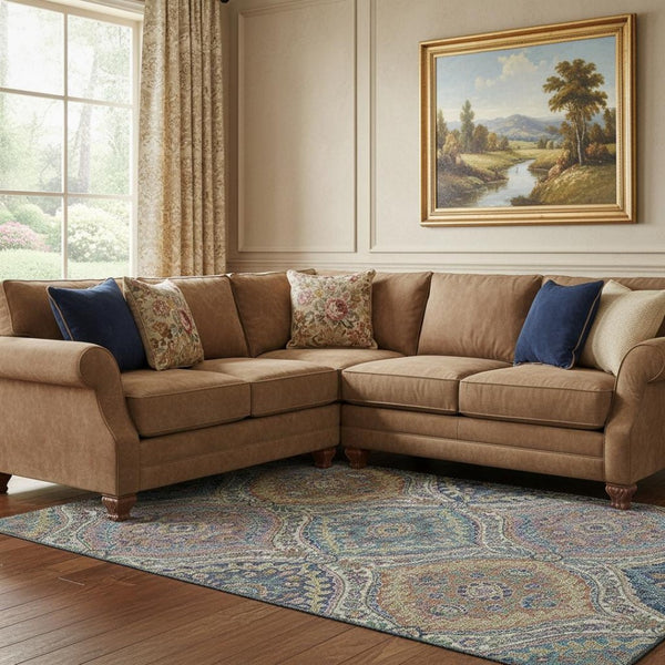 HomeRoots 9' X 12' Blue Copper & Fern Green Floral Washable Area Rug - Durable, Stylish & UV Protected! 710297