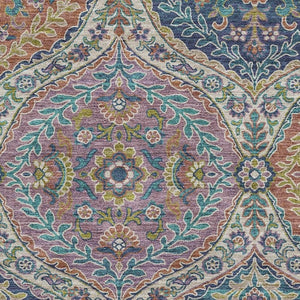 HomeRoots 9' X 12' Blue Copper & Fern Green Floral Washable Area Rug - Durable, Stylish & UV Protected! 710297