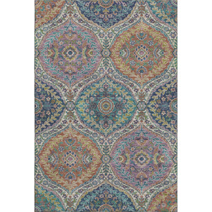 HomeRoots 10' X 14' Washable Floral Area Rug in Blue Copper & Fern Green with UV Protection for High Traffic Areas 710298