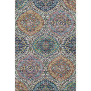 HomeRoots 10' X 14' Washable Floral Area Rug in Blue Copper & Fern Green with UV Protection for High Traffic Areas 710298