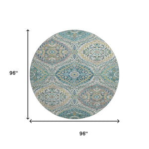 HomeRoots 8' X 10' Teal Ivory Beige Floral Area Rug – Durable, Washable, UV-Protected for Stylish Living Spaces 710302