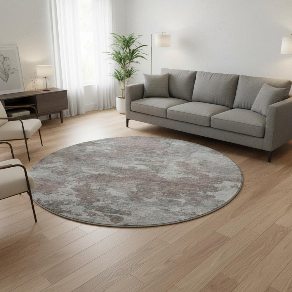 HomeRoots 8' X 10' Washable Brown and Gray Abstract Area Rug with UV Protection - Perfect for High-Traffic Spaces 710308